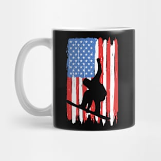 American Flag Snowboarding Graphic Mug